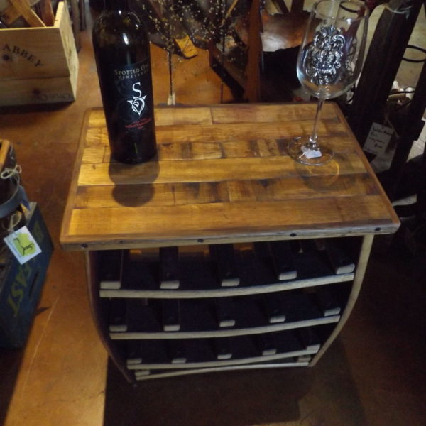 Small BARREL STAVE WINE RACK TABLE